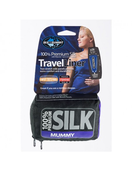 Sea To Summit 100% Premium Silk Comfort Stretch Travel Liner Mummy(Tapered) Navy Blue von Sea To Summit